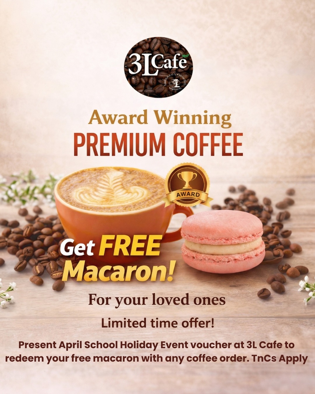 Buy the Coffee, Get the Smile – FREE Macaron Magic at 3L Cafe 🍪✨